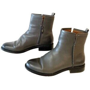 Franco Sarto Biker Ankle Boots Women 8.5 Medium Gray Side Zipper Leather
